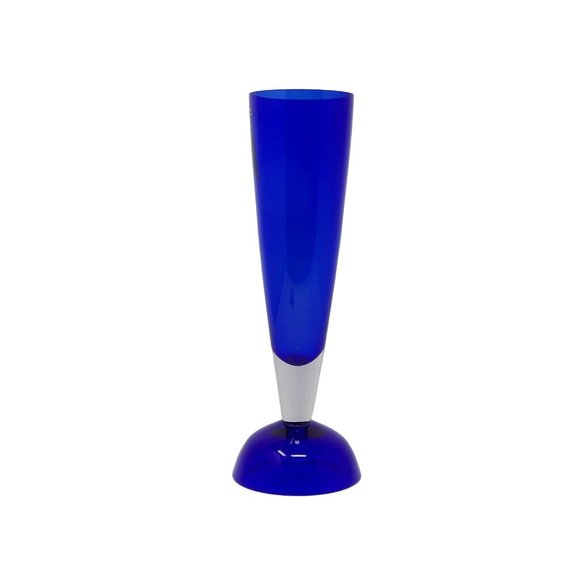 Vintage Cobalt Blue Glass Vase Made in Poland 12 3/8" H x 3 1/4" W - Picture 2 of 7